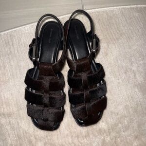 Massimo Dutti Fisherman Sandals,41, Brown Fur